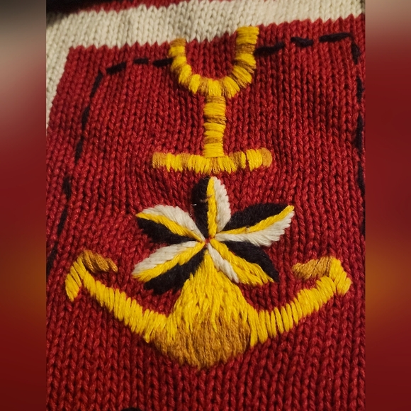 Jason Maxwell Sweater Womens Size 3XL Blue and Red Nautical Button Up Cardigan - Picture 4 of 12